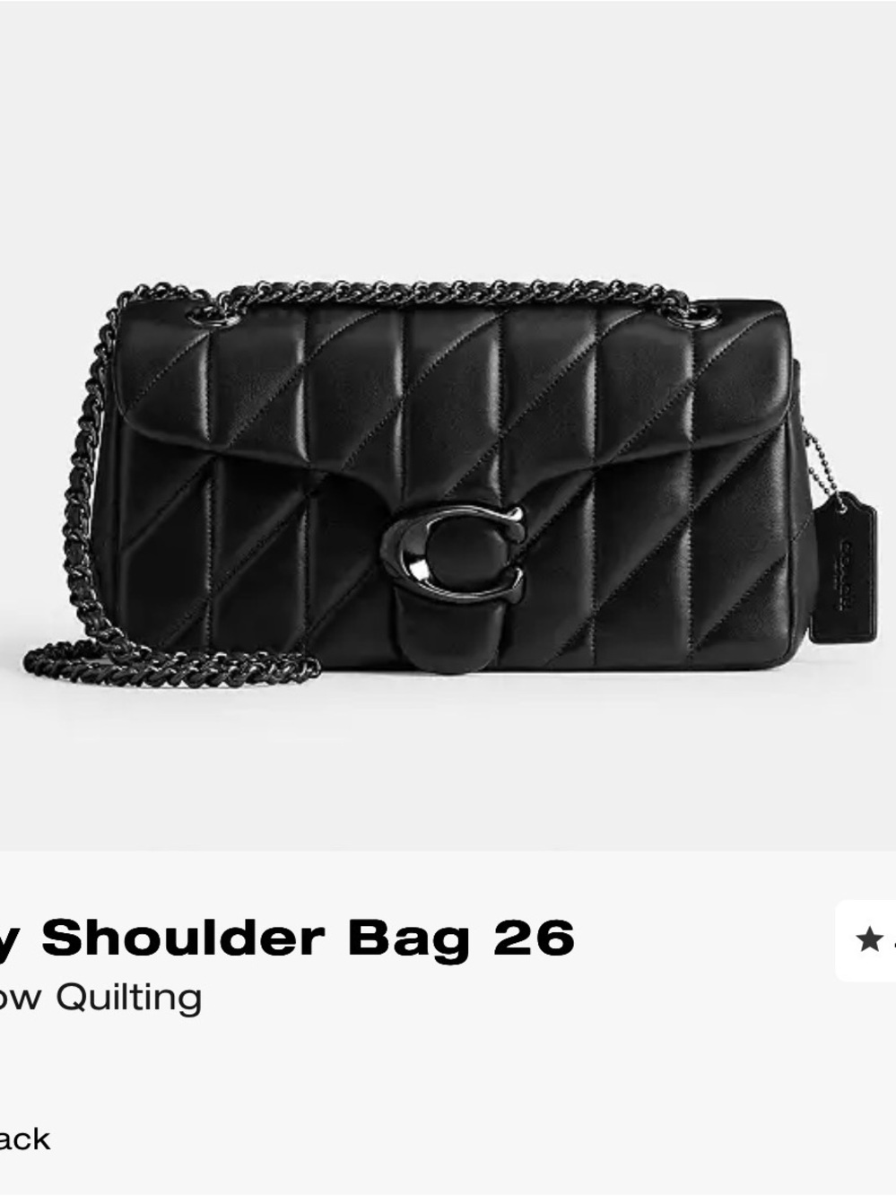 Coach Black Quilted Leather Shoulder Bag with Chain